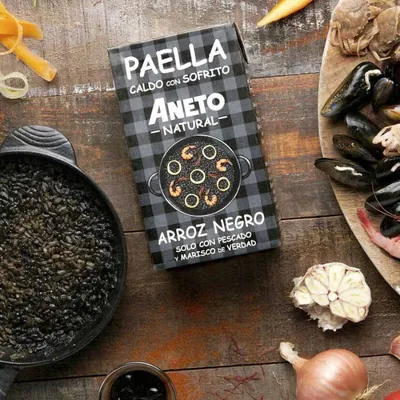 Aneto 100% Natural Bouillon Paella Arroz Negro 1ltr, sfeerfoto 1