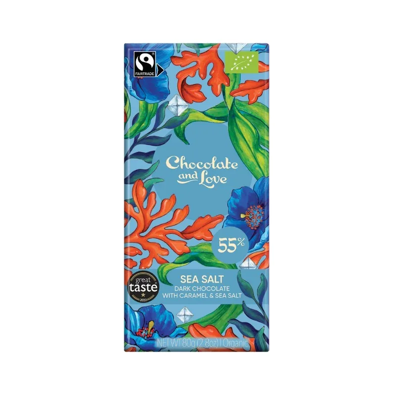 ChocLove Chocolate & Love Bar Sea Salt Caramel 55% 80g