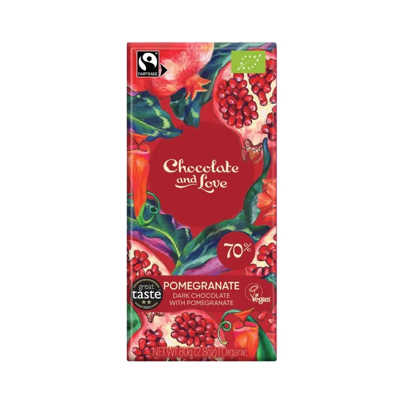 ChocLove Chocolate & Love Bar Pomegranate 70% 80g