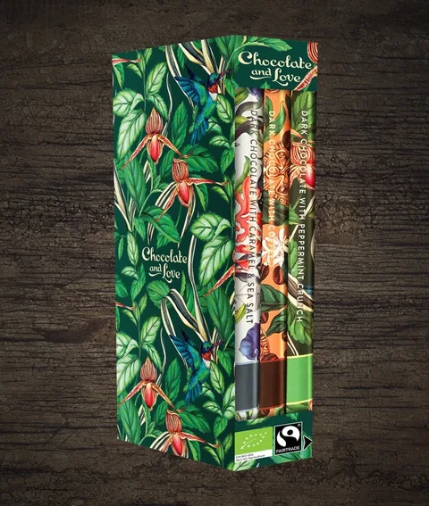 Chocolate & Love 3 Bar Library Box 'Mint' 240g