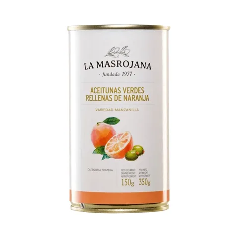 La Masrojana Gevulde Manzanilla Olijven met Sinaasappel 150g