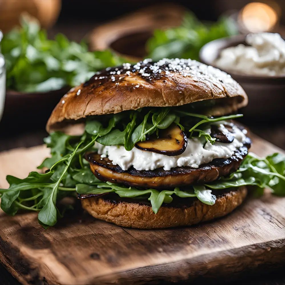 Portobelloburger gevuld met geitenkaas